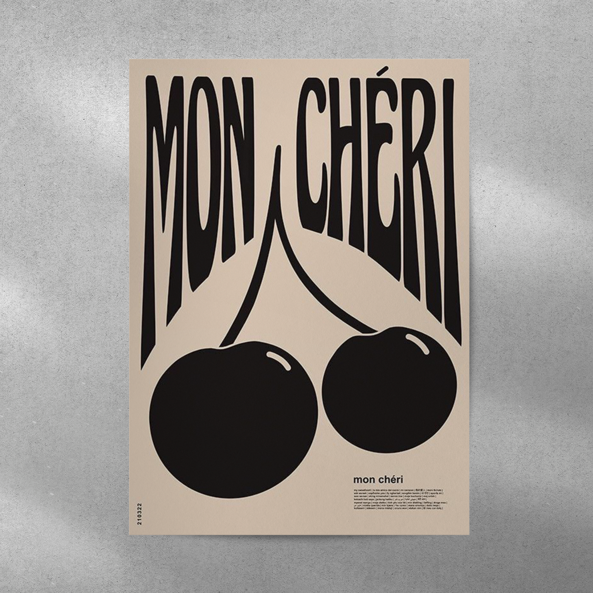 Mon Cherry Aesthetic Abstract Metal Poster