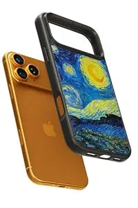 Chloia Metal / Glass Back 2D TPU Shockproof Back Cover Phone Case | Hard Mobile Cover - Starry Night Case