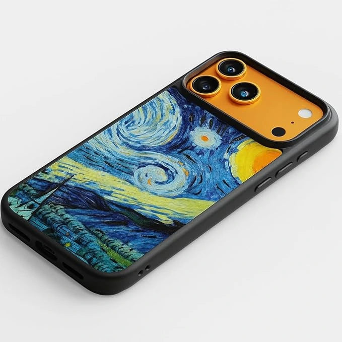 Chloia Metal / Glass Back 2D TPU Shockproof Back Cover Phone Case | Hard Mobile Cover - Starry Night Case