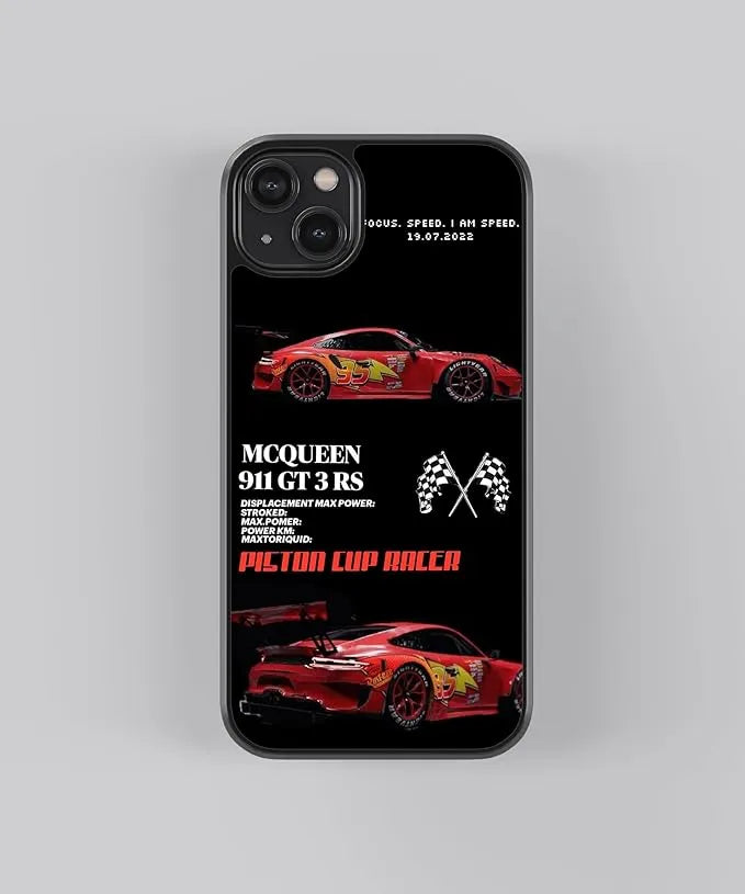 Lightning Mc Queen Car Case (Metal/ Glass Back)