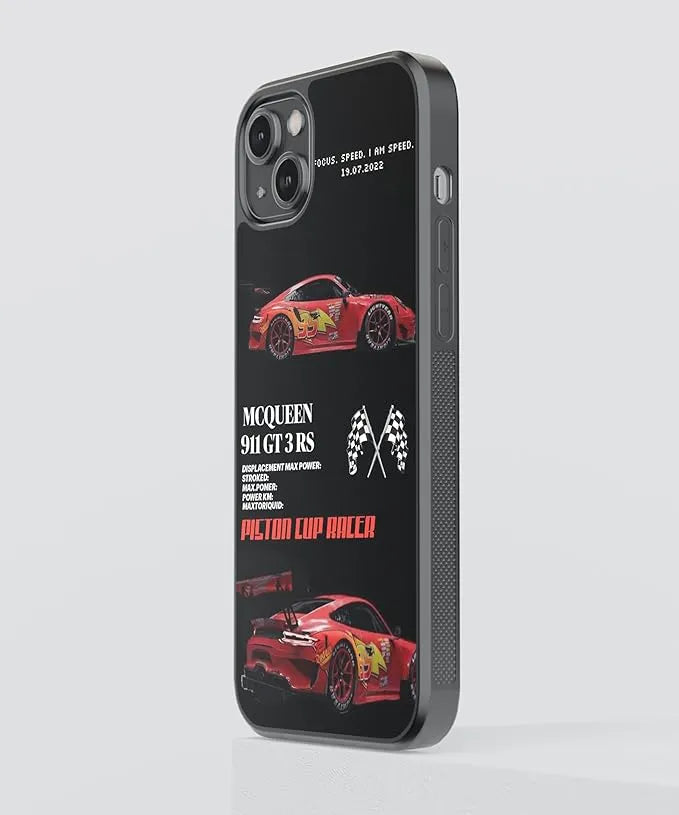 Lightning Mc Queen Car Case (Metal/ Glass Back)