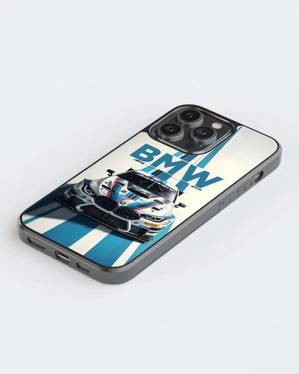 BMW blue stripes Car Case (Metal/ Glass Back)