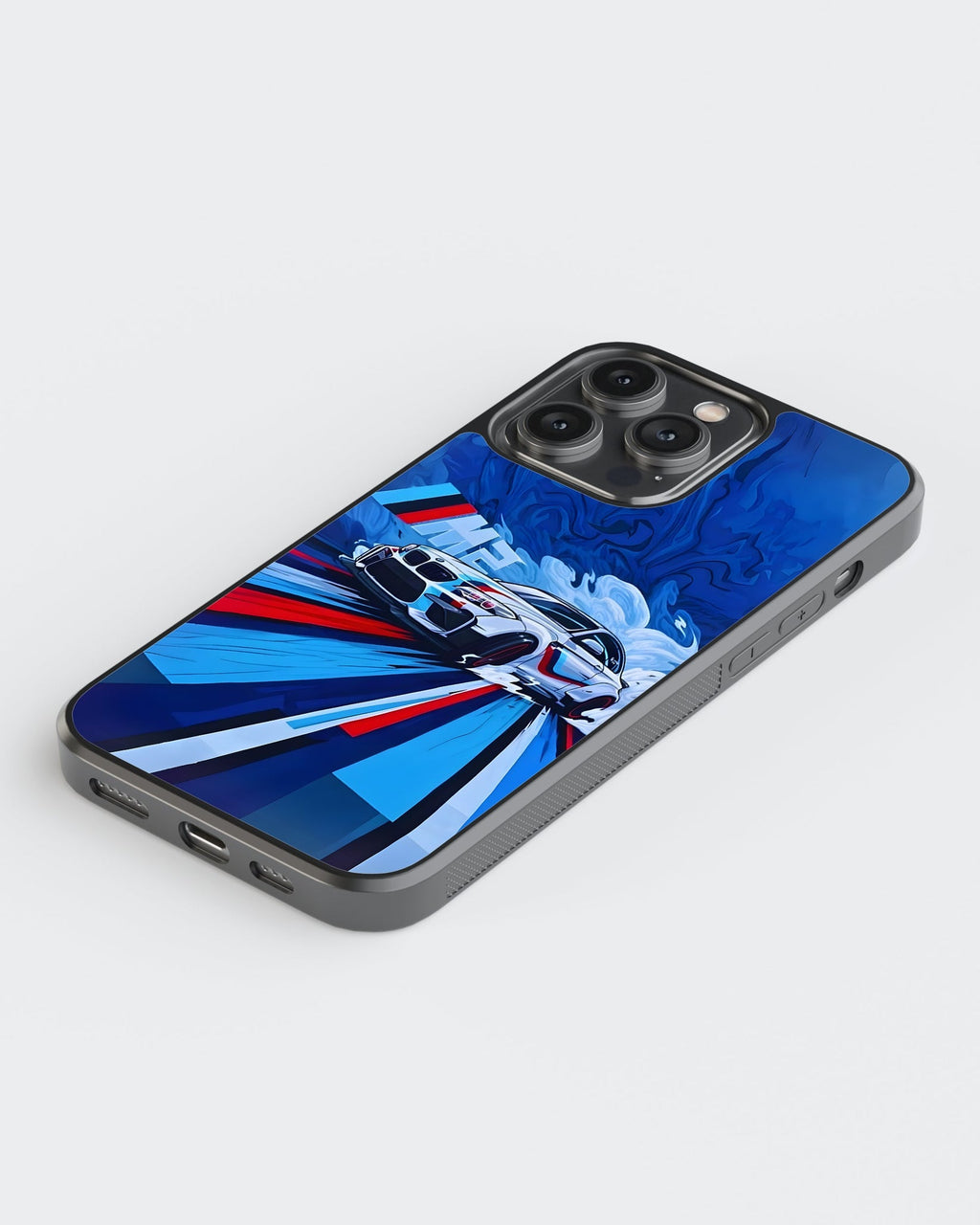 BMW Blue Car Case (Metal/ Glass Back)