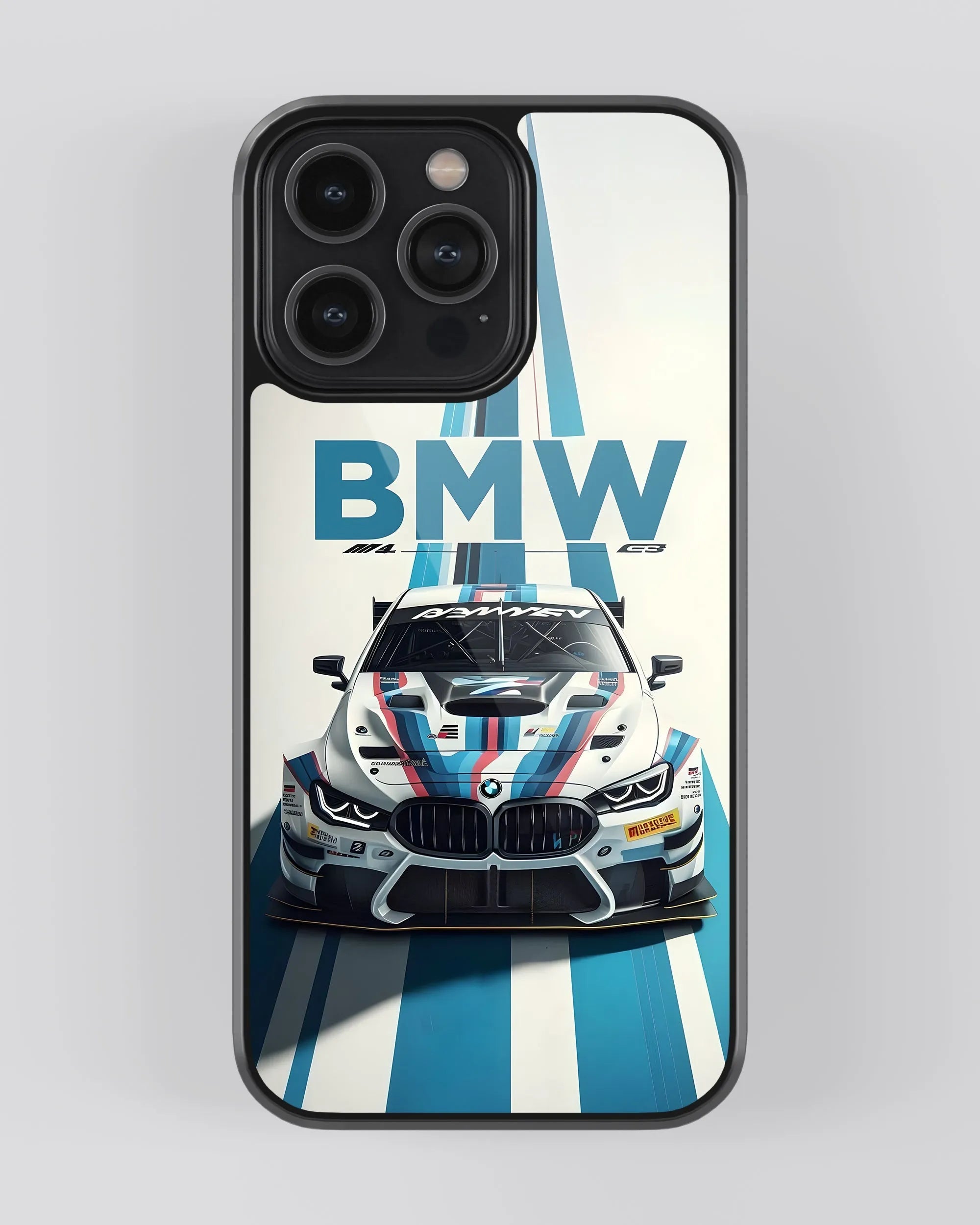 BMW blue stripes Car Case (Metal/ Glass Back)