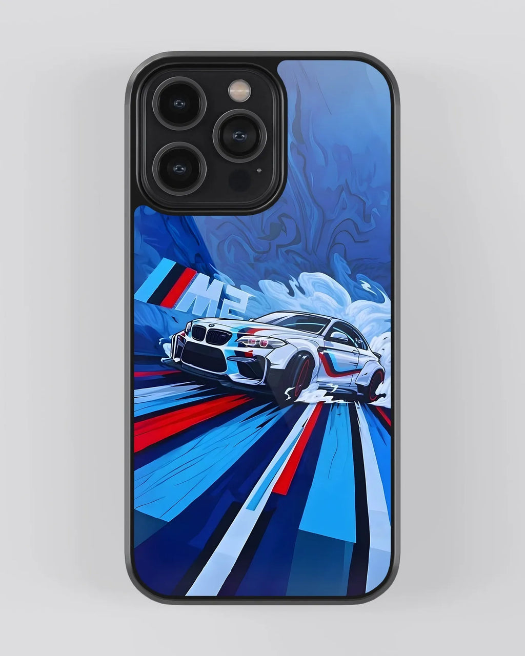 BMW Blue Car Case (Metal/ Glass Back)