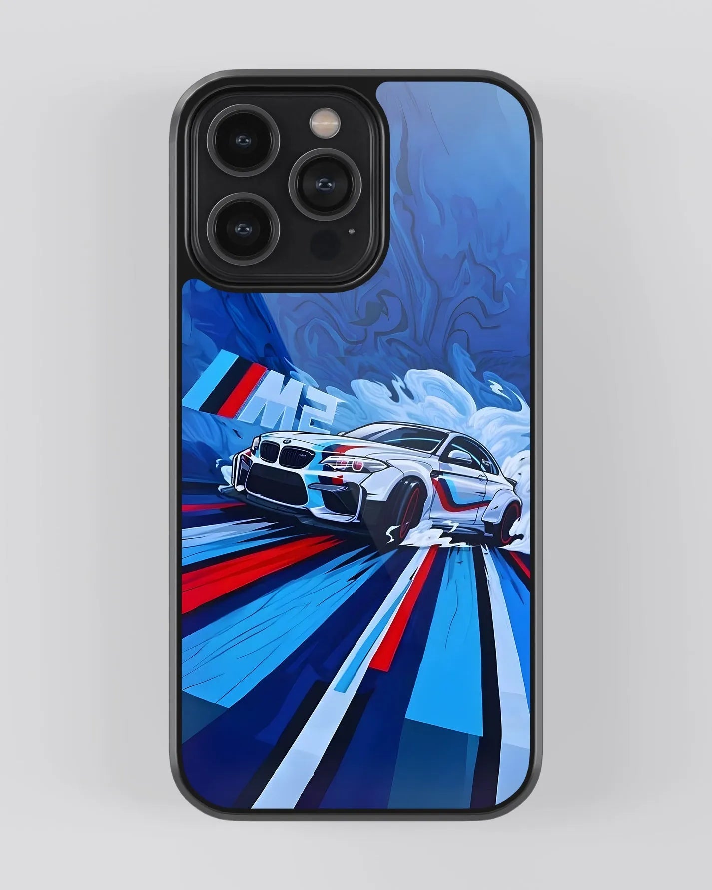 BMW Blue Car Case (Metal/ Glass Back)