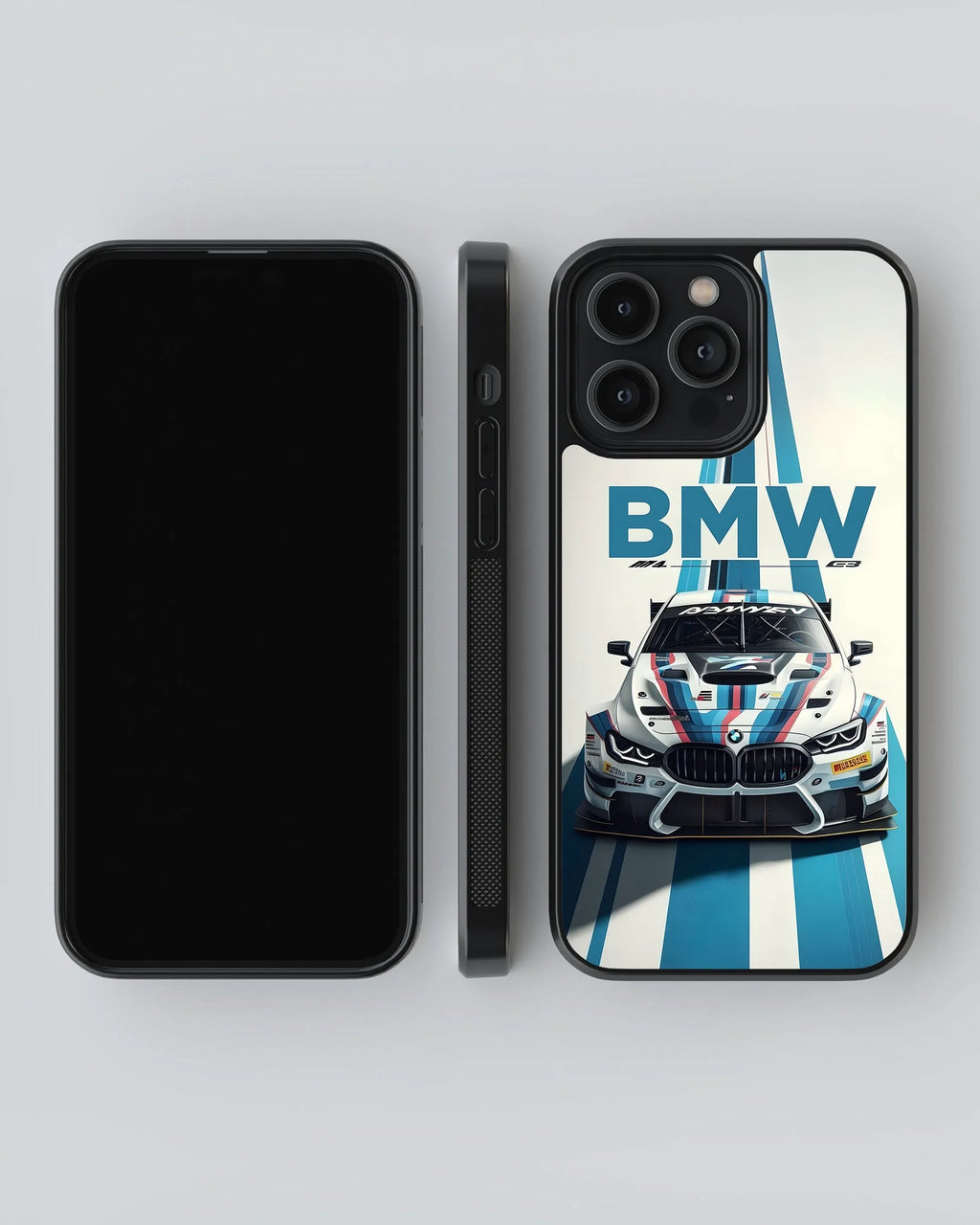 BMW blue stripes Car Case (Metal/ Glass Back)