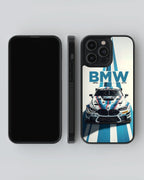BMW blue stripes Car Case (Metal/ Glass Back)