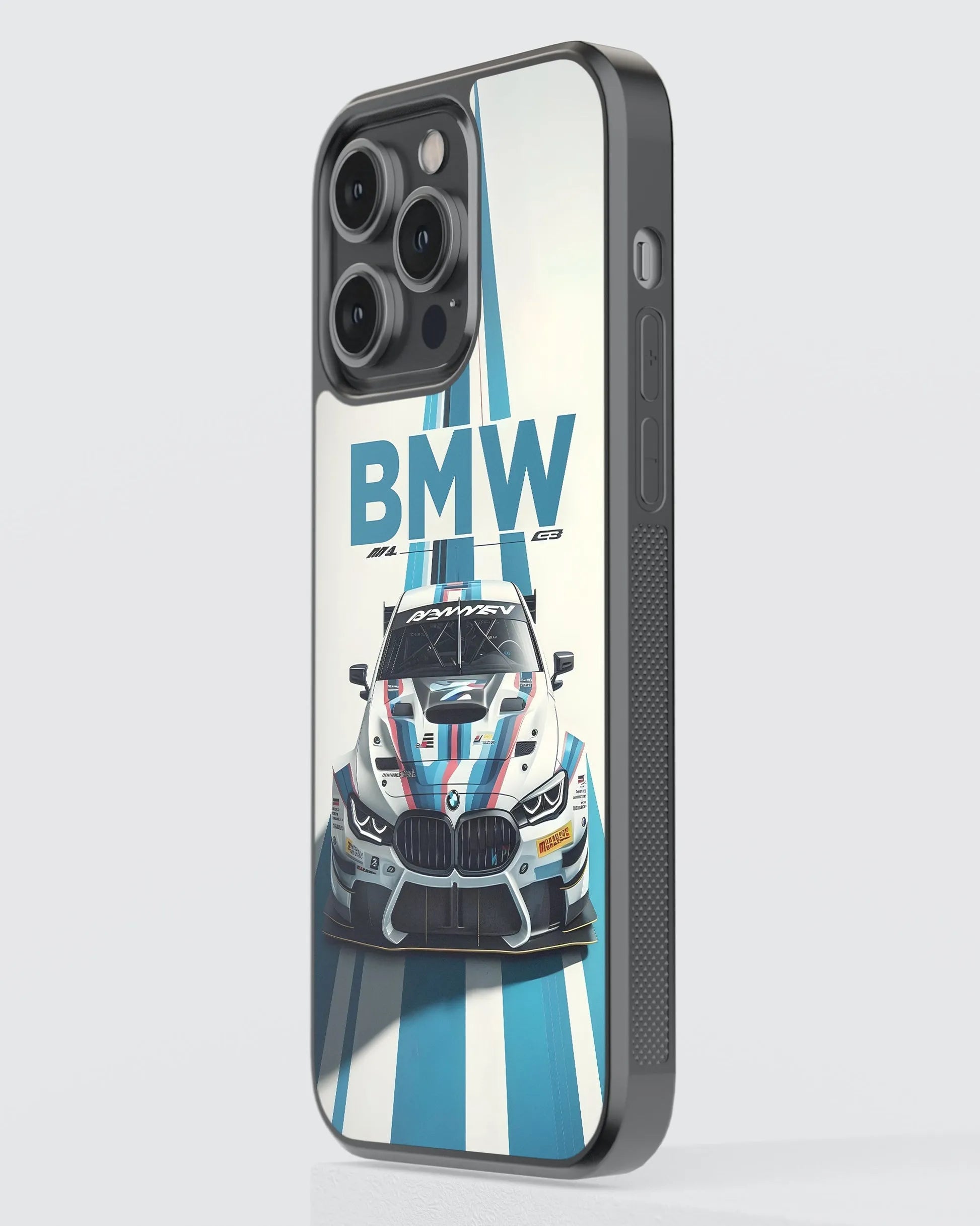 BMW blue stripes Car Case (Metal/ Glass Back)