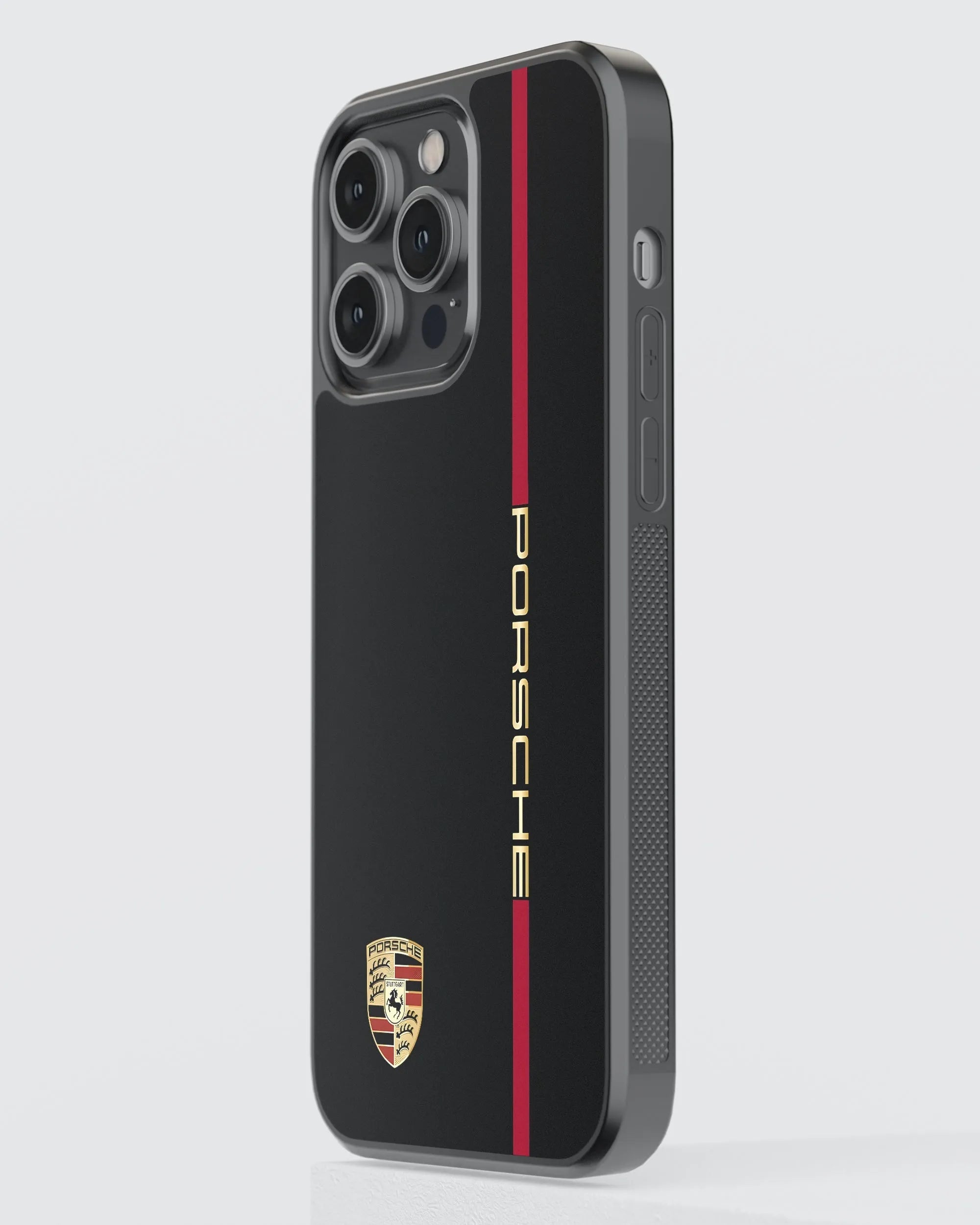 Porsche Logo Case (Black) (Metal/ Glass Back)