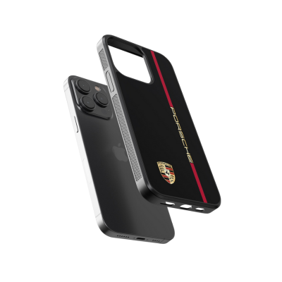 Porsche Logo Case (Black) (Metal/ Glass Back)