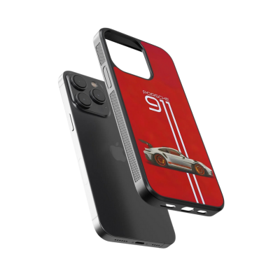 Porsche Red Car Case (Metal/ Glass Back)