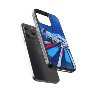 BMW Blue Car Case (Metal/ Glass Back)
