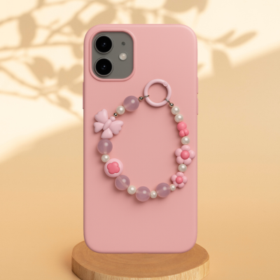 Pink Pearl Bow Phone Charms