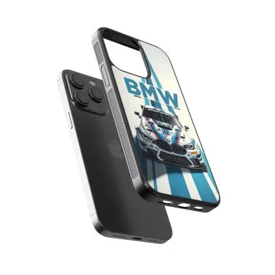 BMW blue stripes Car Case (Metal/ Glass Back)