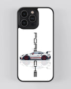 Porsche White Car Case (Metal/ Glass Back)