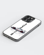 Porsche White Car Case (Metal/ Glass Back)